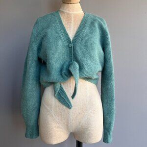 & Other Stories Alpaca Wool Blend Cropped Cardigan Seafoam Green size Small